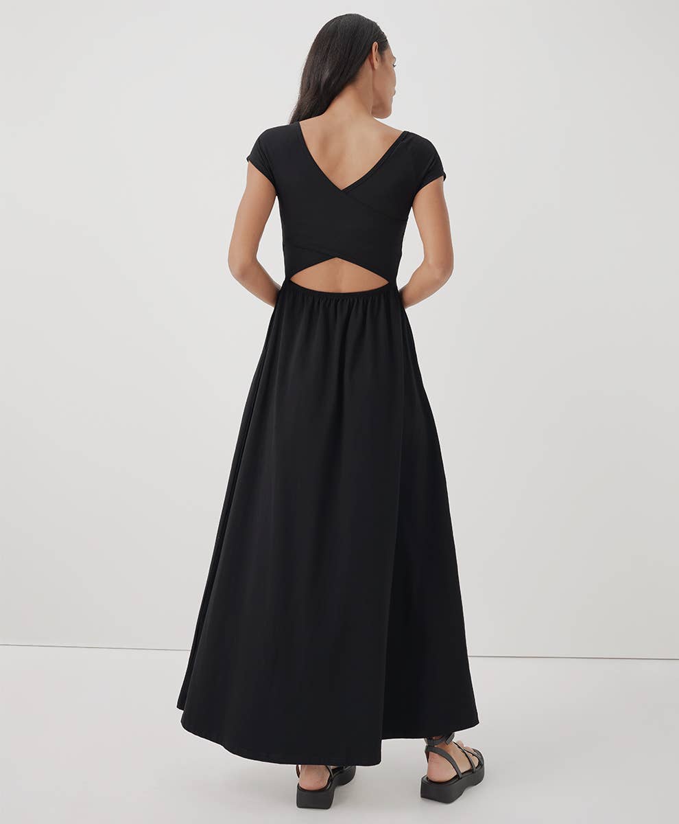 Pact - Women's Fit & Flare Crossback Maxi Dress: Black / Extra Small