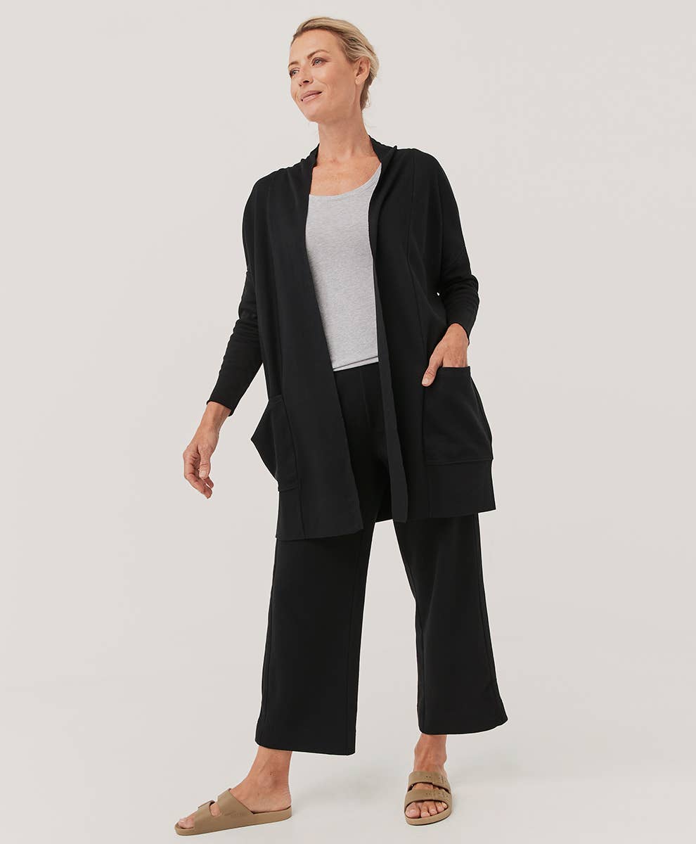 M Airplane Cardigan: Charcoal Heather/Large Pact - Women’s