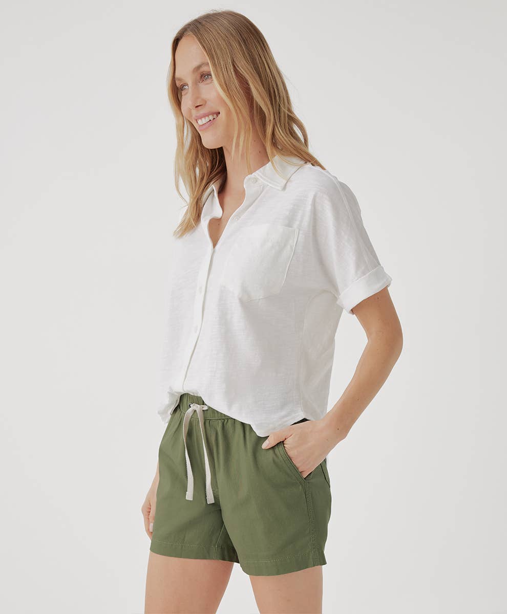 Slub Button Up Top: White / Small Pact - Women’s Relaxed