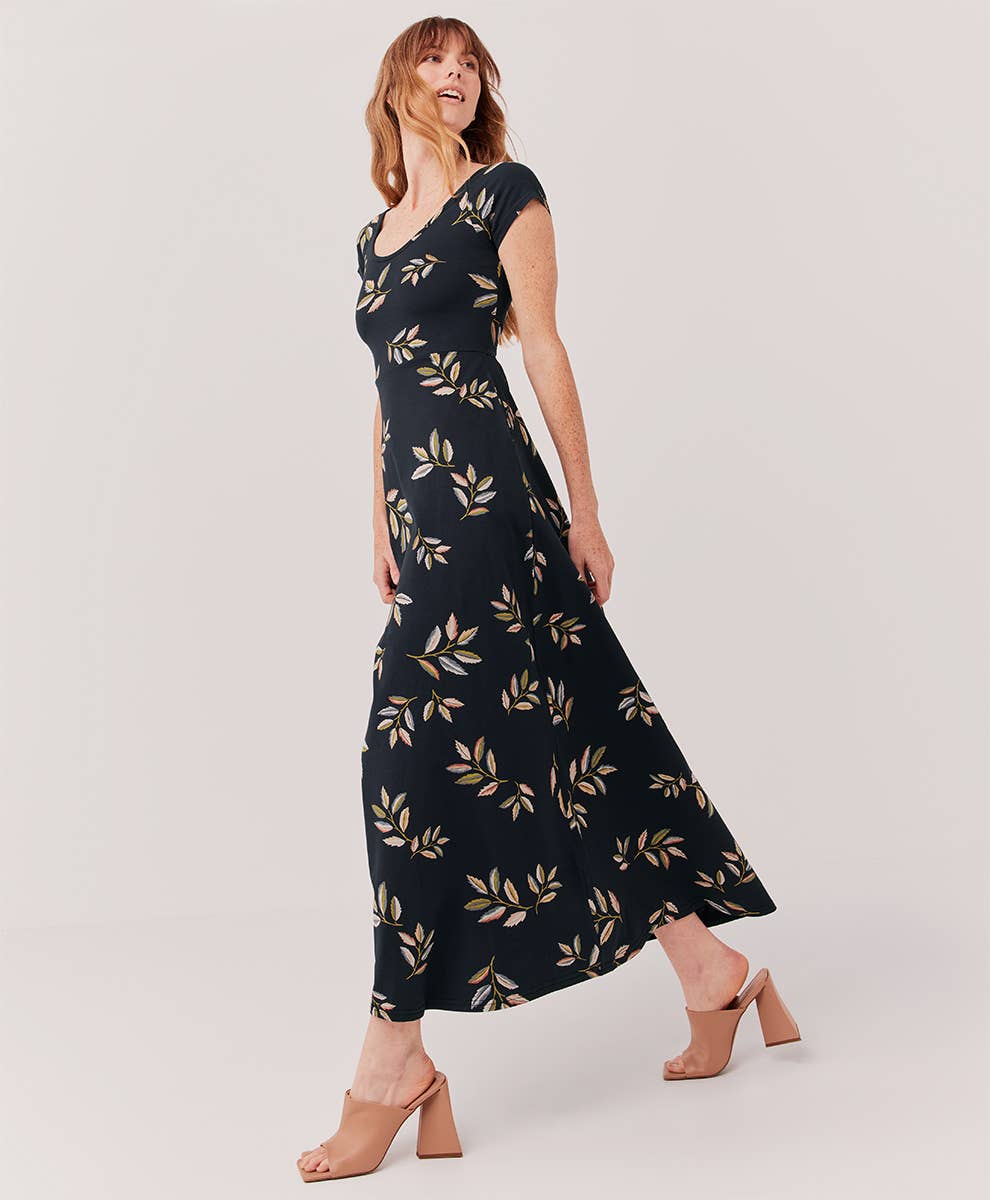 Pact - Women's Fit & Flare Crossback Maxi Dress: Black / Extra Small