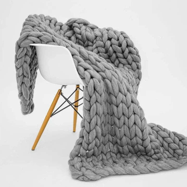 BRECK + FOX - Crochet Blanket: Dark Gray