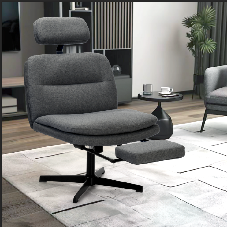 HOMYCASA DESIGN INC - Modern Swivel Executive Chair Fabric Headrest and Footrest