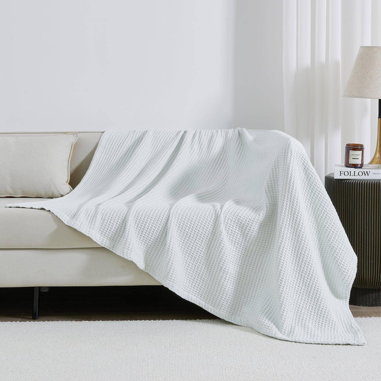 BH Collective - 100% Cotton Waffle Weave Blanket - Mikala Collection: Full / Queen / Oatmeal