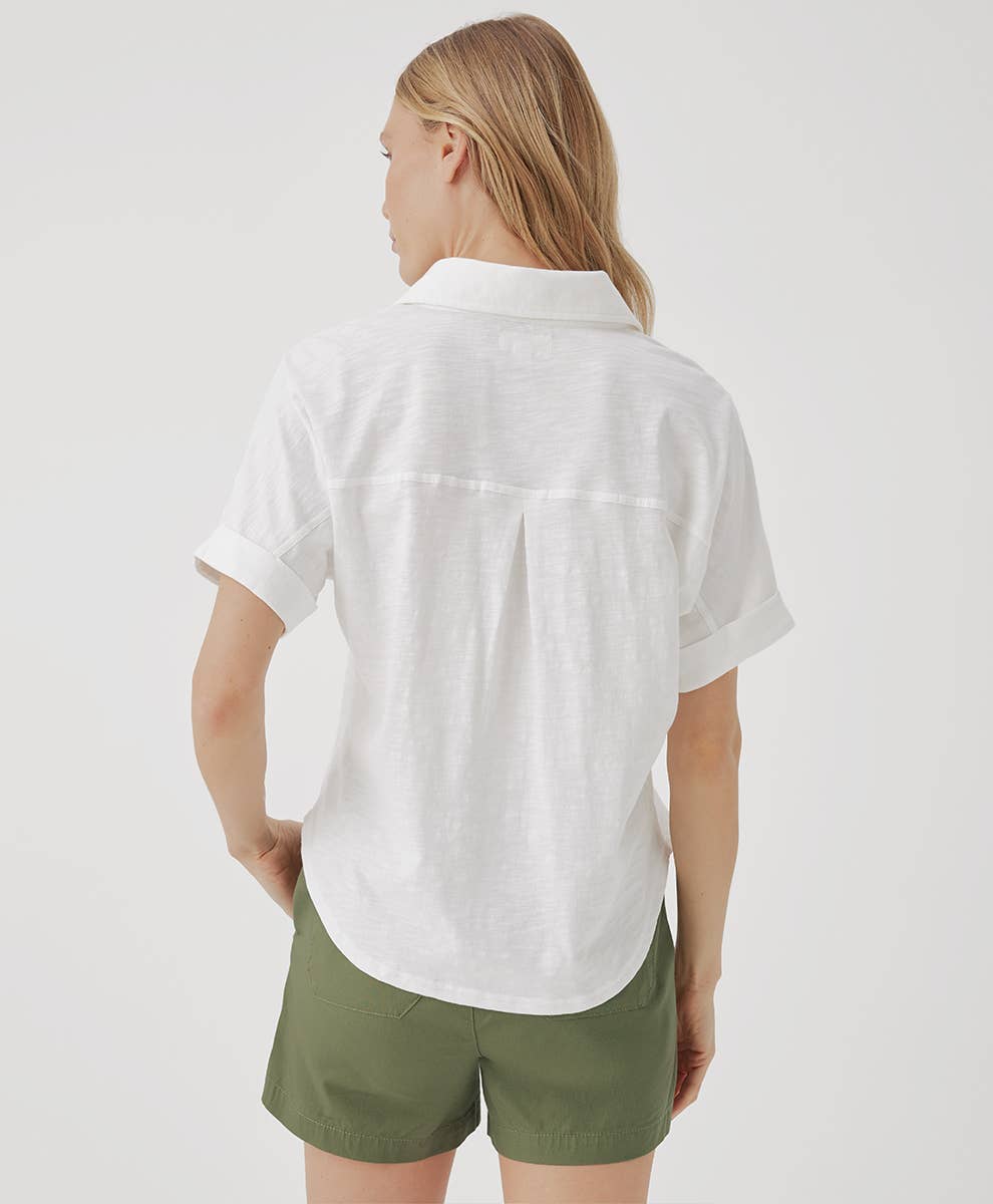 Slub Button Up Top: White / Small Pact - Women’s Relaxed