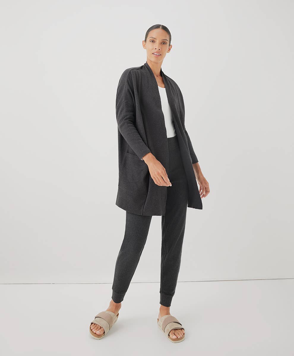 M Airplane Cardigan: Charcoal Heather/Large Pact - Women’s