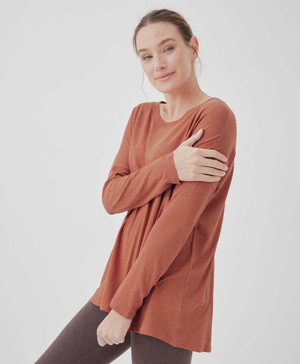 Pact - Women’s Featherweight Slub Airy Long Sleeve: Ore / Large