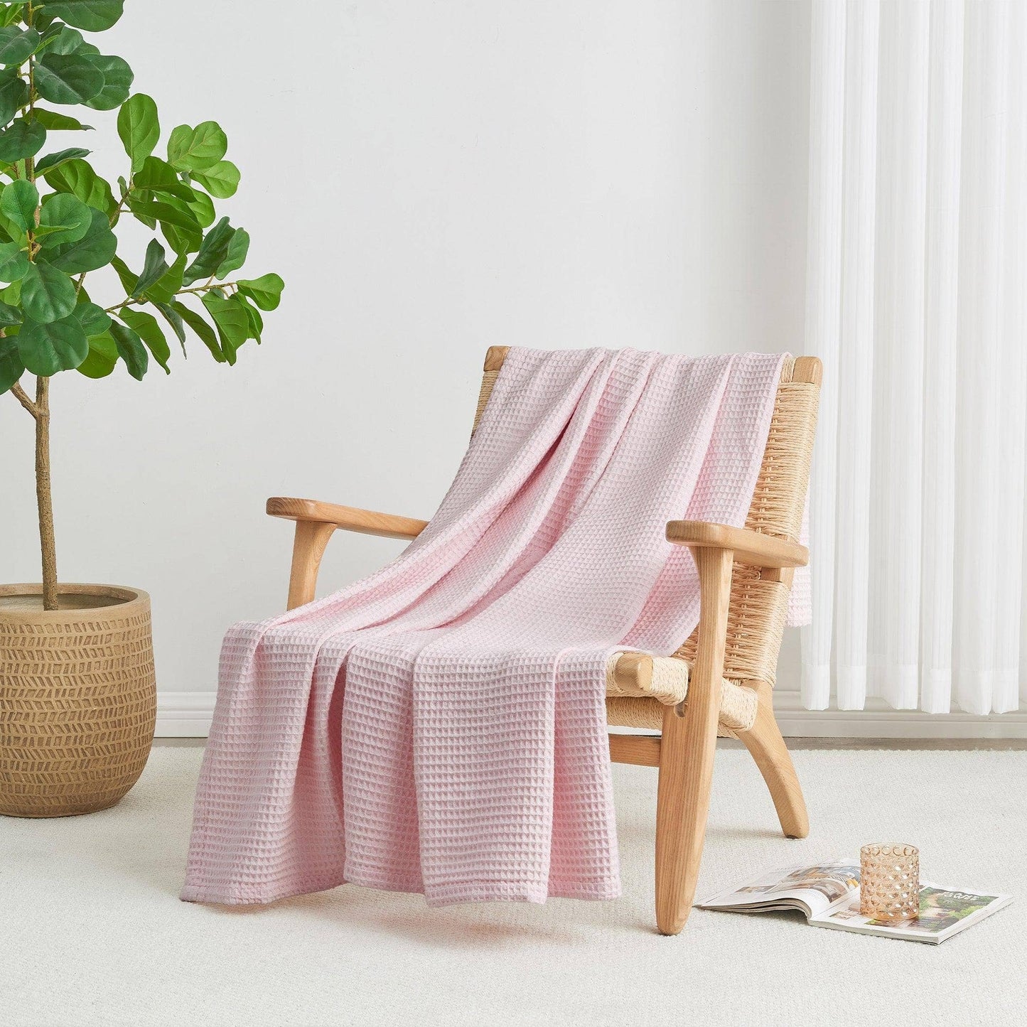 BH Collective - 100% Cotton Waffle Weave Blanket - Mikala Collection: Full / Queen / Oatmeal