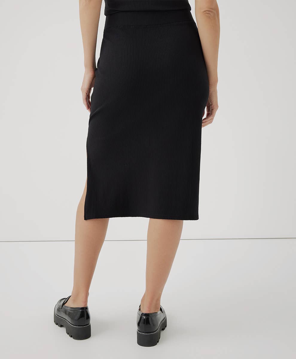 S Rib Midi Skirt: Black / Small Pact - Women’s Refined