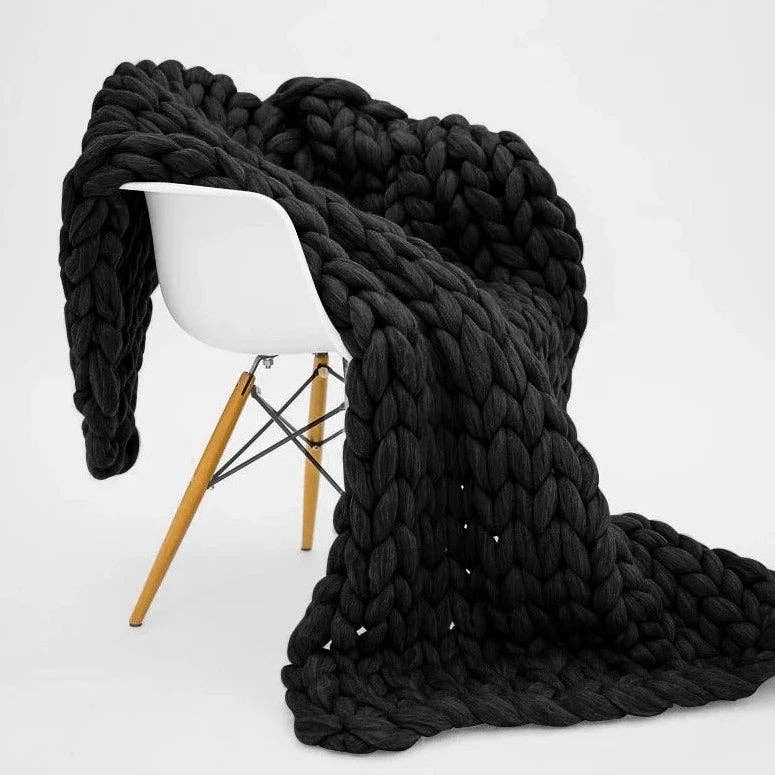 BRECK + FOX - Crochet Blanket: Dark Gray