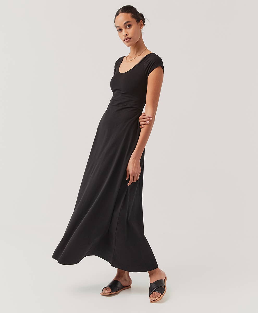 Pact - Women's Fit & Flare Crossback Maxi Dress: Black / Extra Small