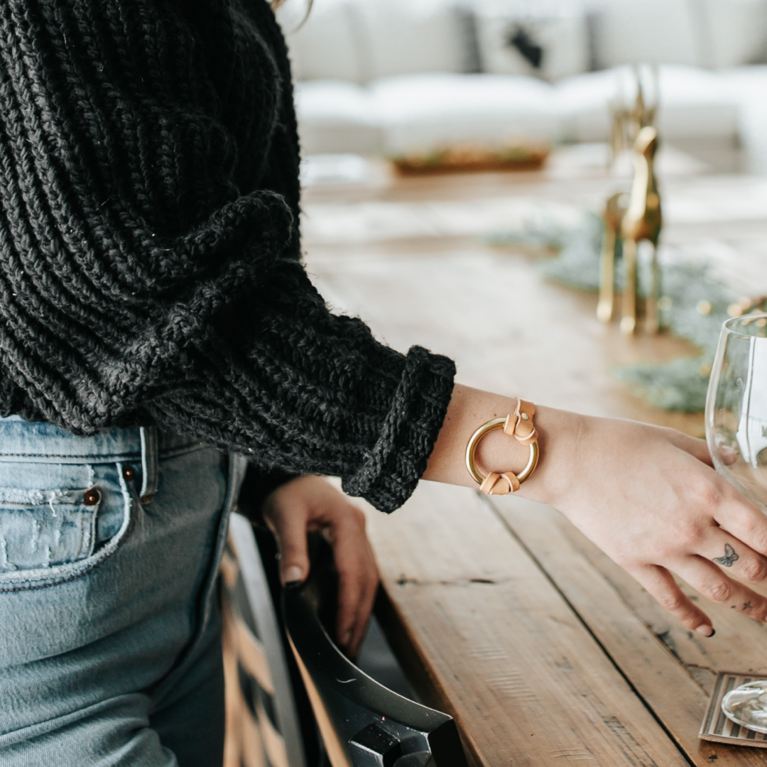 O-Ring Chinati Bracelet: Small / Natural / Black