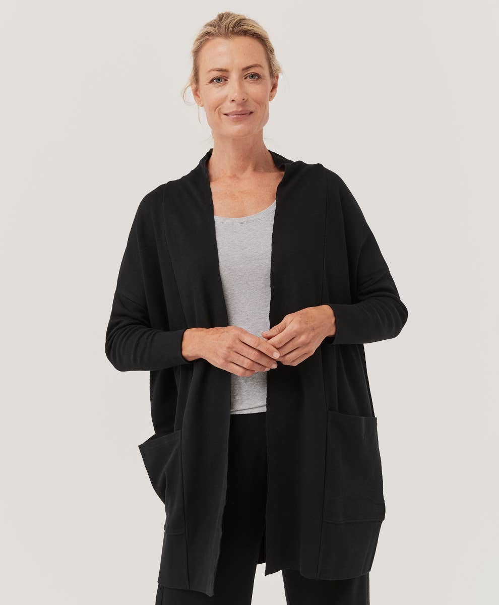 M Airplane Cardigan: Charcoal Heather/Large Pact - Women’s