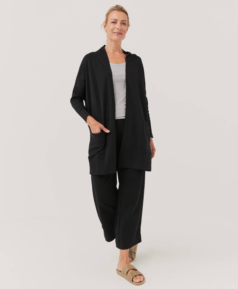 M Airplane Cardigan: Charcoal Heather/Large Pact - Women’s