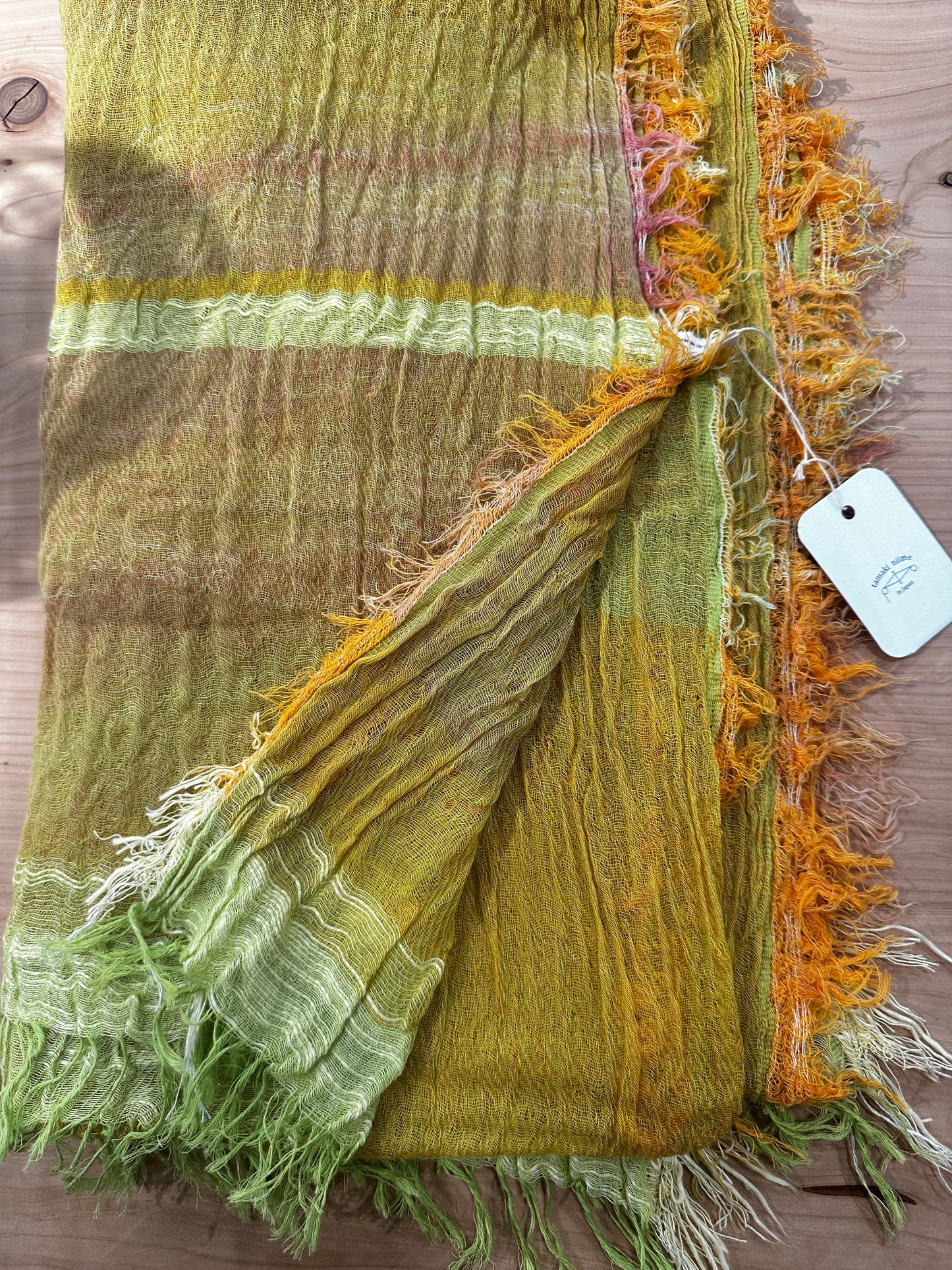 Tamaki-Niime 42”x70'' big gauze roots scarf by tamaki