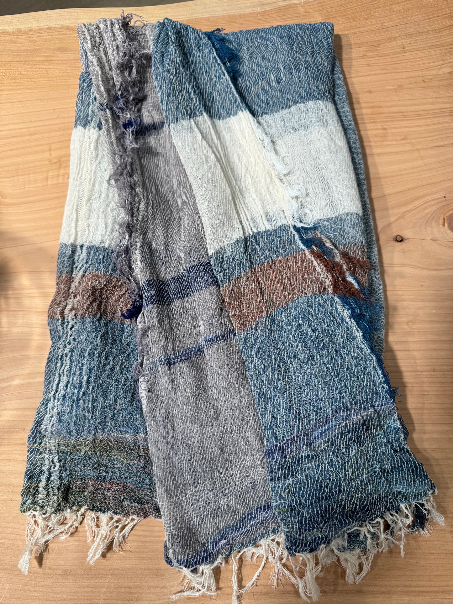 Tamaki-Niime 42”x70'' big gauze roots scarf by tamaki