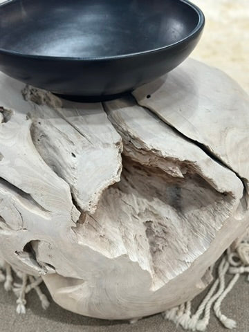 Weathered teak root round side table