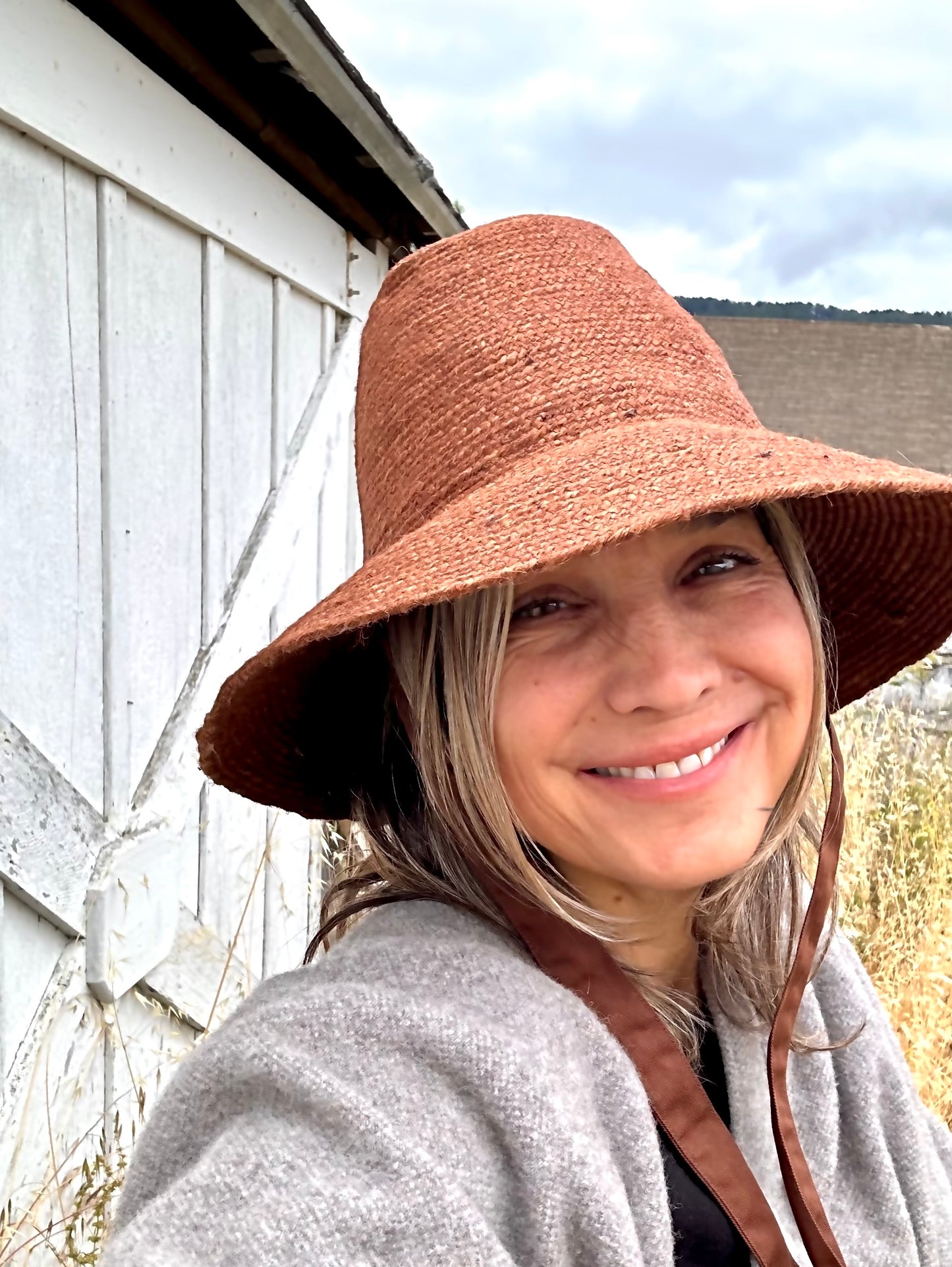 MEG Jute Straw Hat, Burnt Sienna