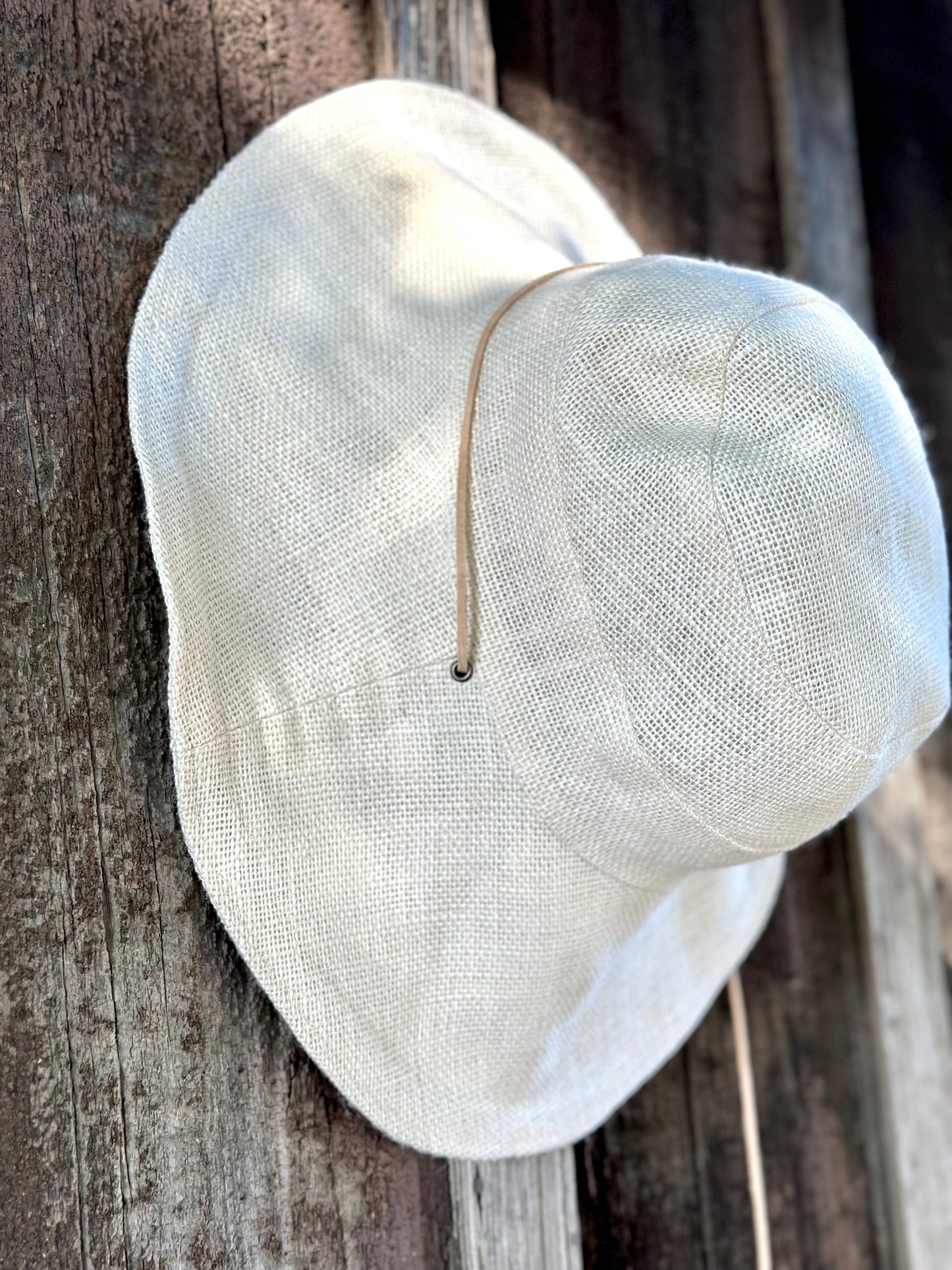 Ivory Jute and Cotton Packable Bucket Hat, Medium Brim