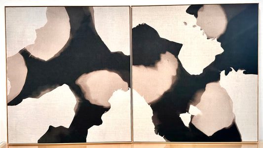 Inky Black Taupe Indigo Fiber Panels by Mineral Workshop 44'' x 40'' Diptych or Individual