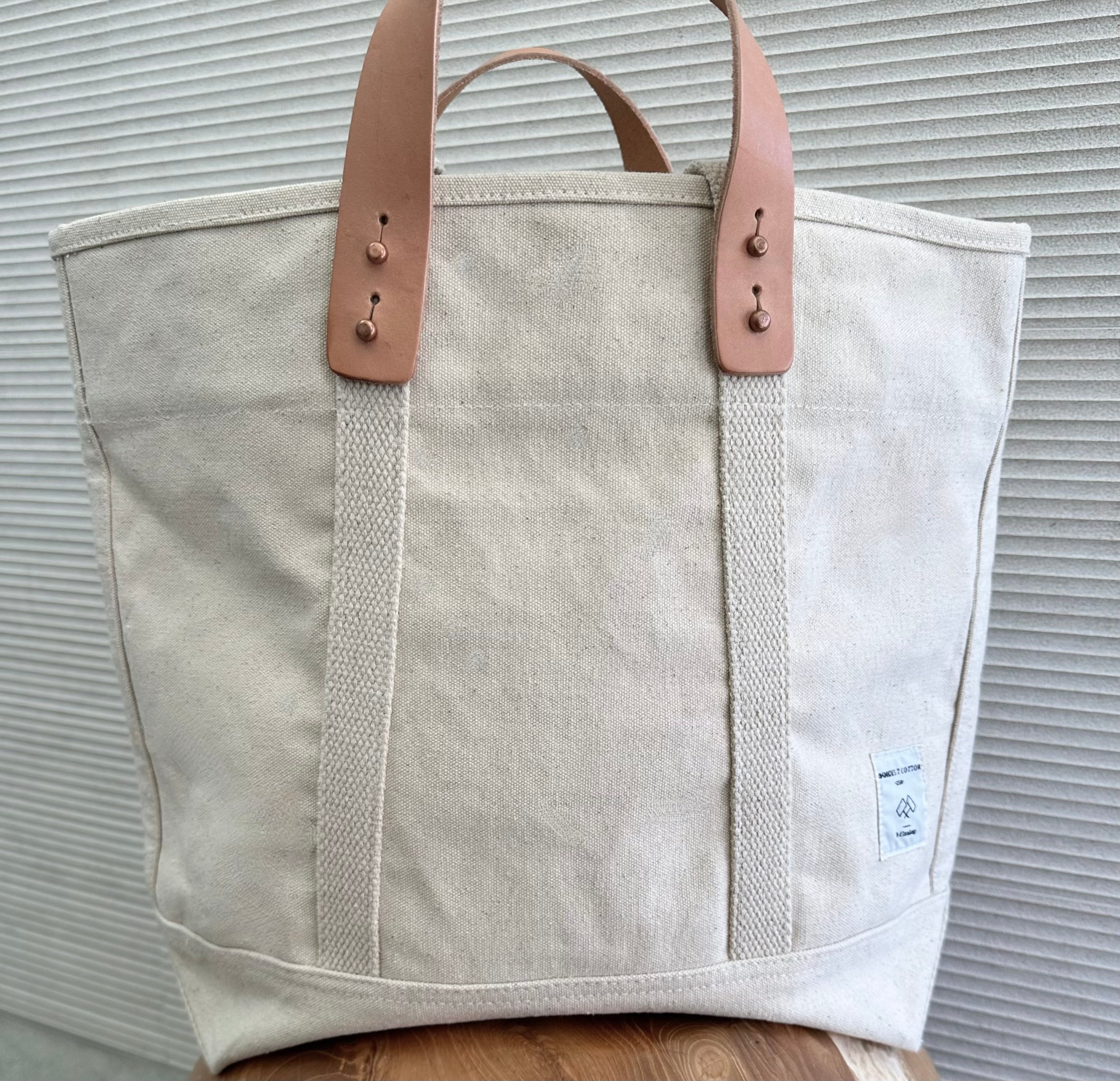 East West Cotton Canvas Tote in Ecru