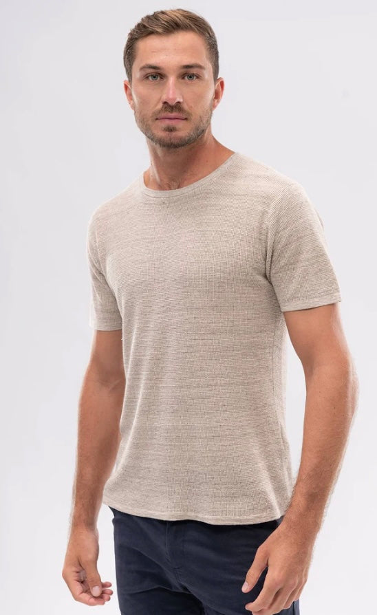 Knit Hollins Tee, Men's in Almond Flax and Cotton blend