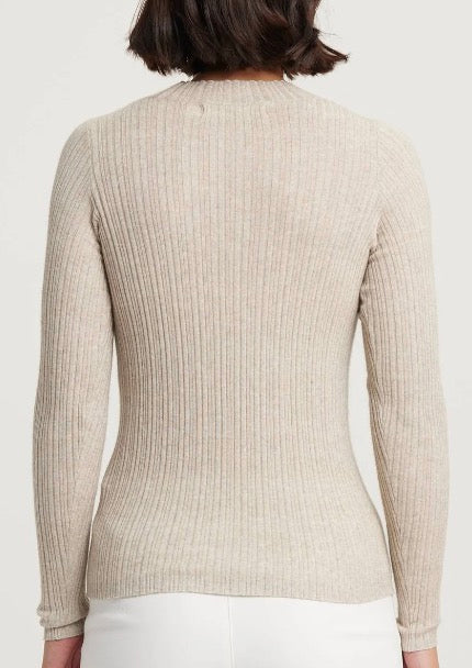 Ilene Funnel Neck Long Sleeve Knit Top-Pumice