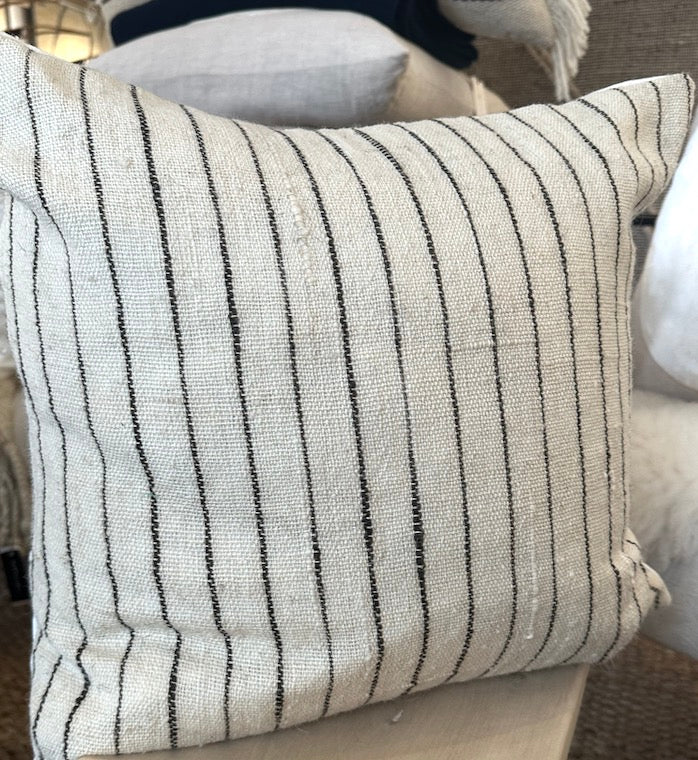 Charu Ecru 20" Wool-Linen Pillow