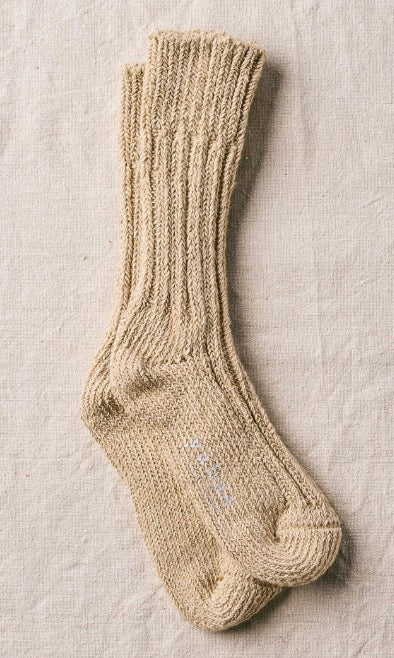 Org. cotton row gauge socks from Japan