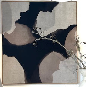 Inky Black Taupe Indigo Fiber Panels by Mineral Workshop 44'' x 40'' Diptych or Individual