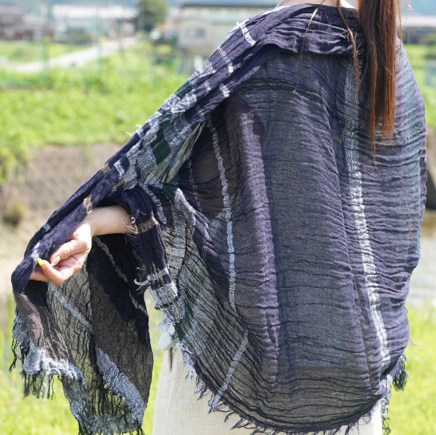 Tamaki-Niime 42”x70'' big gauze roots scarf by tamaki