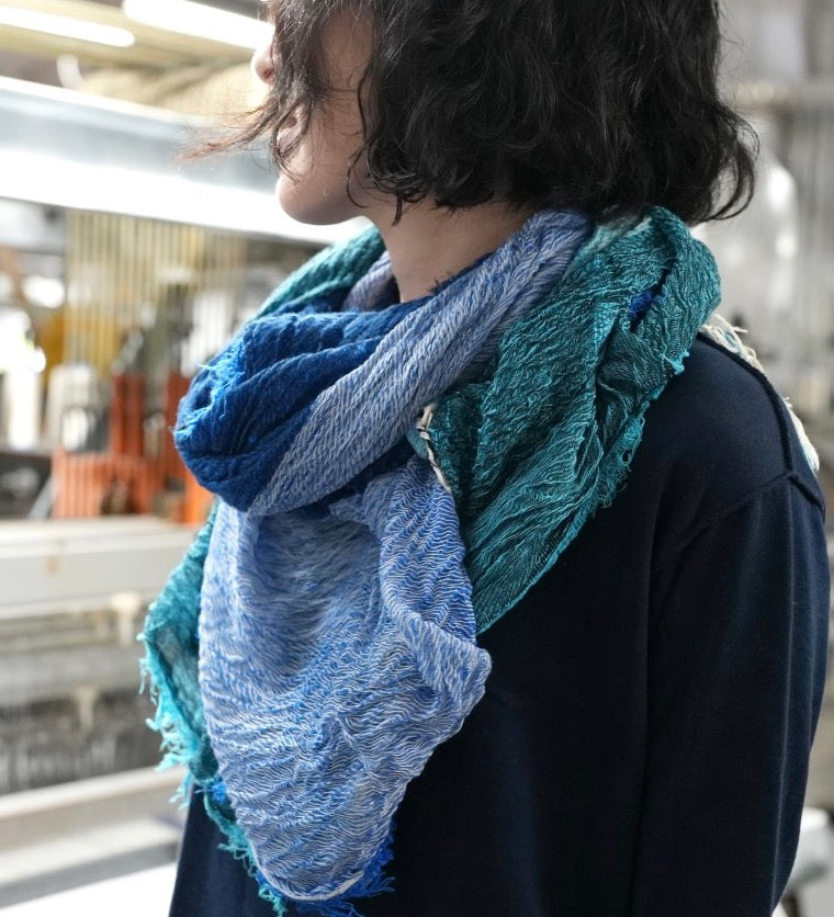 Tamaki-Niime Two tone shawl -organic cotton from Japan