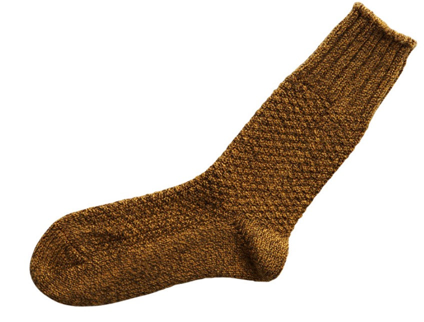 Nubby Boot Sock wool cotton blend.  Hand made in Japan.