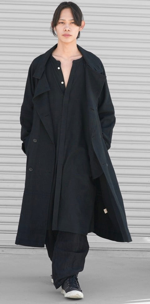 Tamaki-Niime Cotton Trench Coat-Gender Free Love