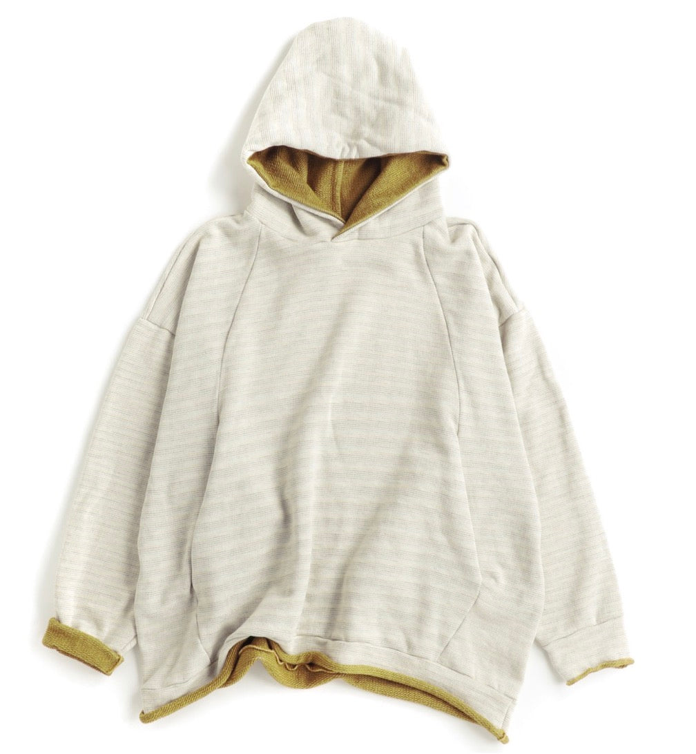 Tamaki Niime Dub Pocket reversible hoodie in organic cotton from Japan