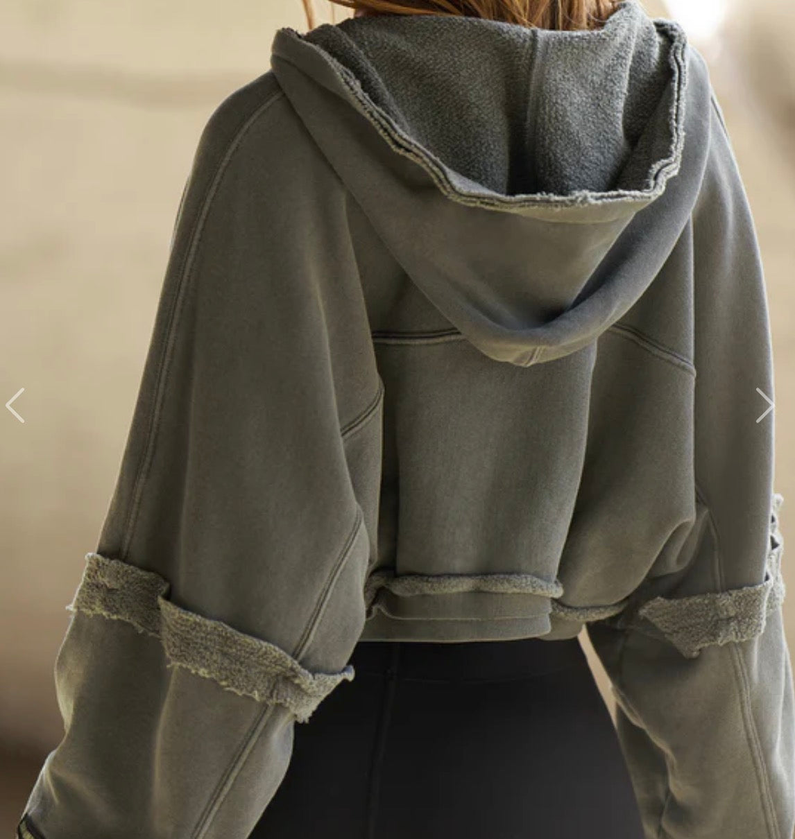 Joah Brown French Terry Crop Sweatshirt Hoodie