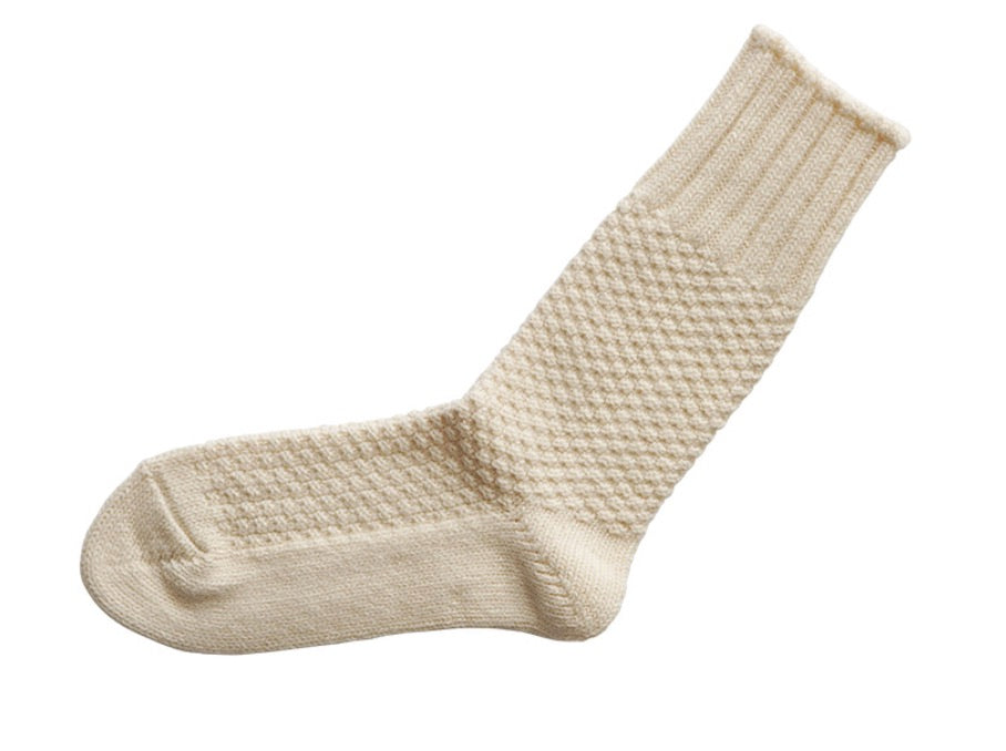 Nubby Boot Sock wool cotton blend.  Hand made in Japan.