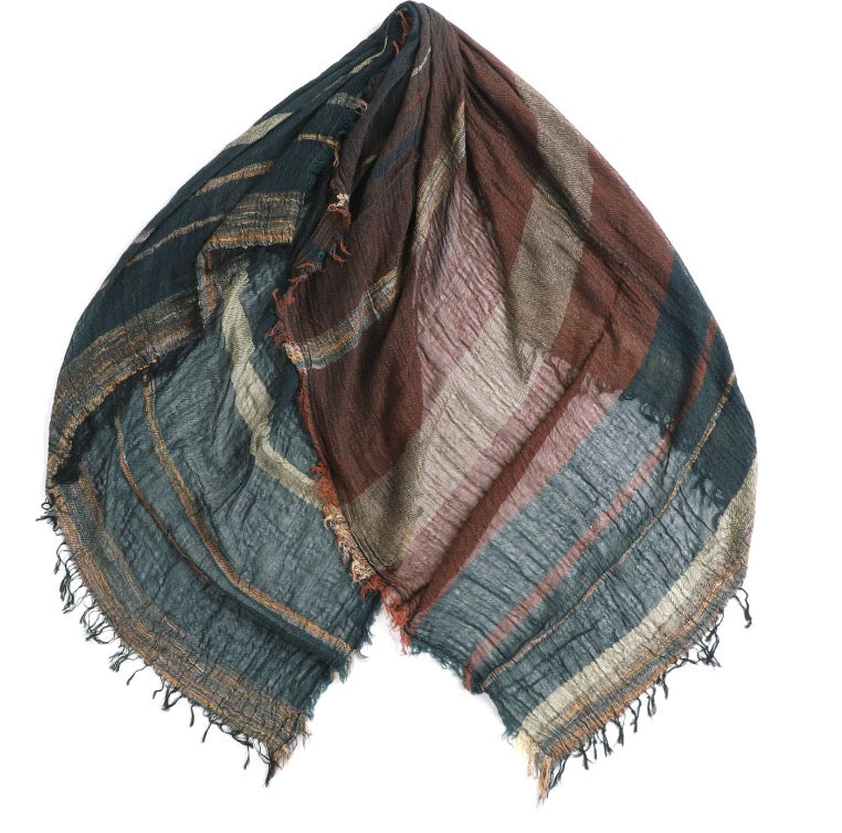 Tamaki-Niime 42”x70'' big gauze roots scarf by tamaki