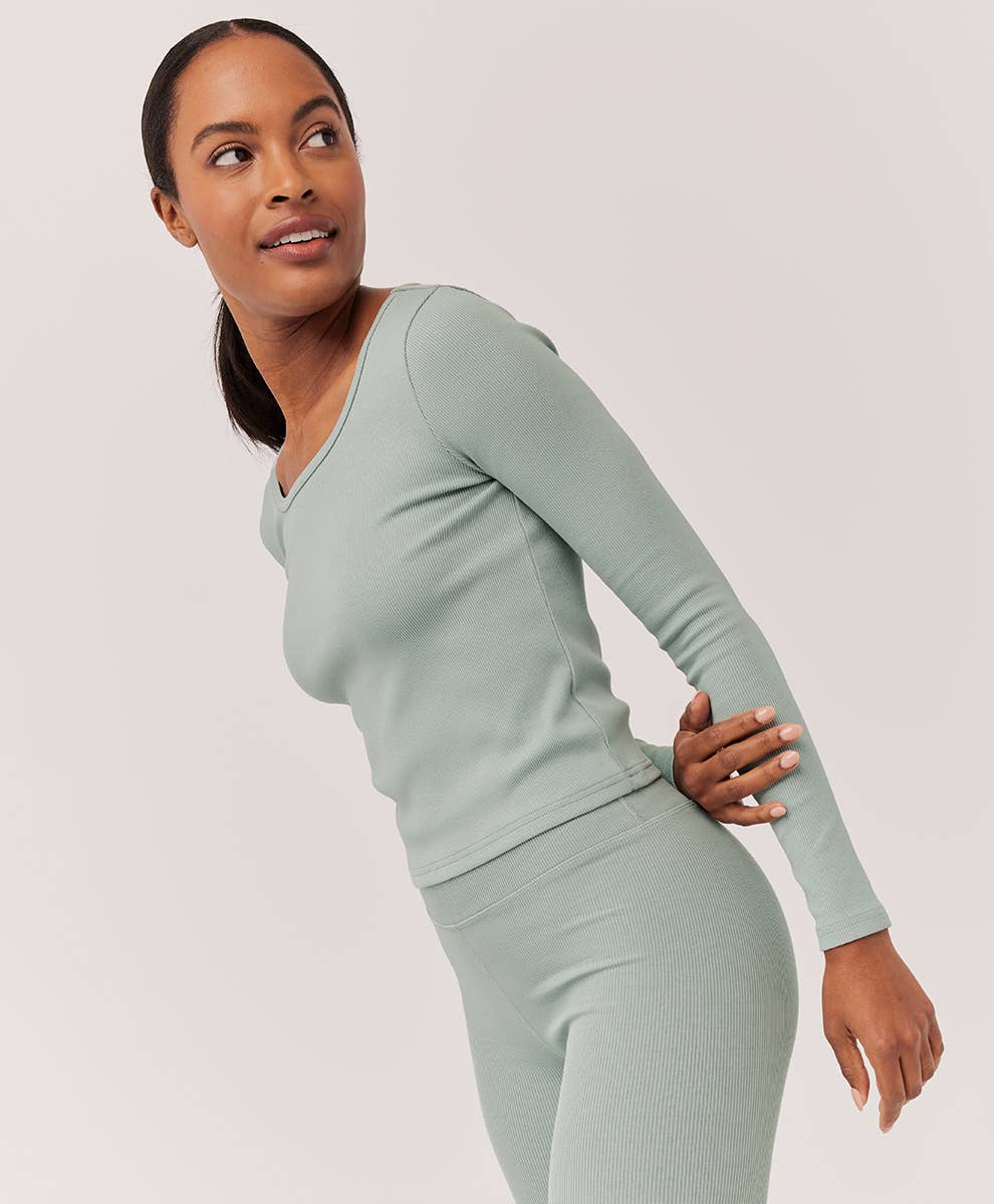 Pact - Women’s Ribbed Crop Long Sleeve Top: Chai / Medium