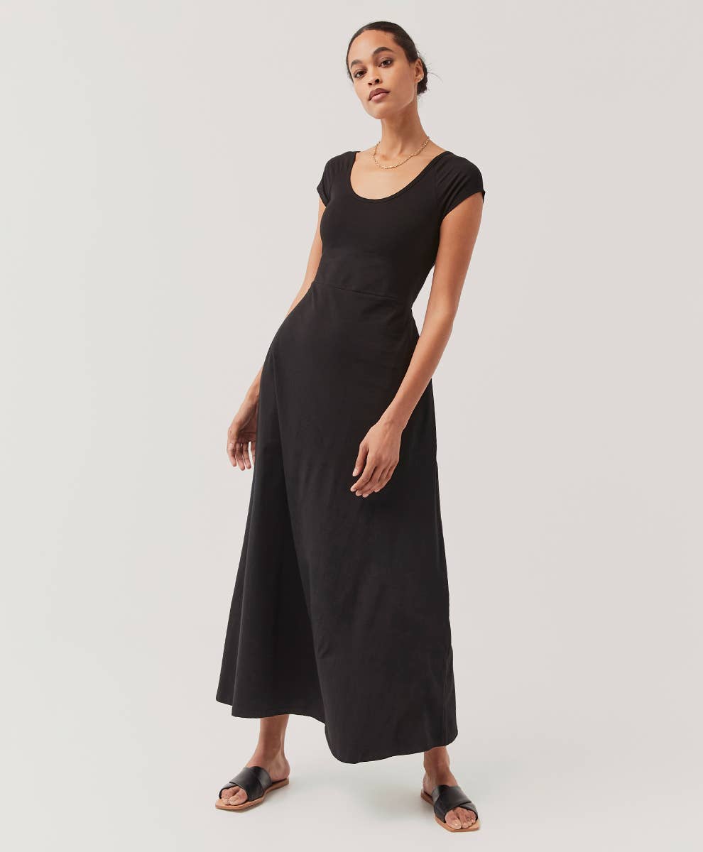 Pact - Women's Fit & Flare Crossback Maxi Dress: Black / Extra Small