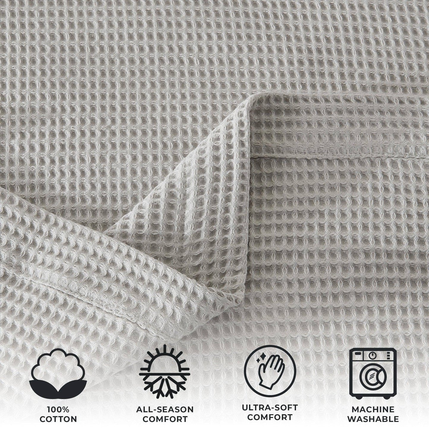 BH Collective - 100% Cotton Waffle Weave Blanket - Mikala Collection: Full / Queen / Oatmeal