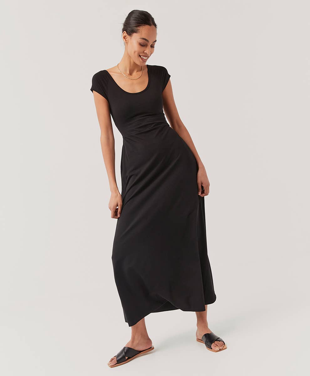 Pact - Women's Fit & Flare Crossback Maxi Dress: Black / Extra Small