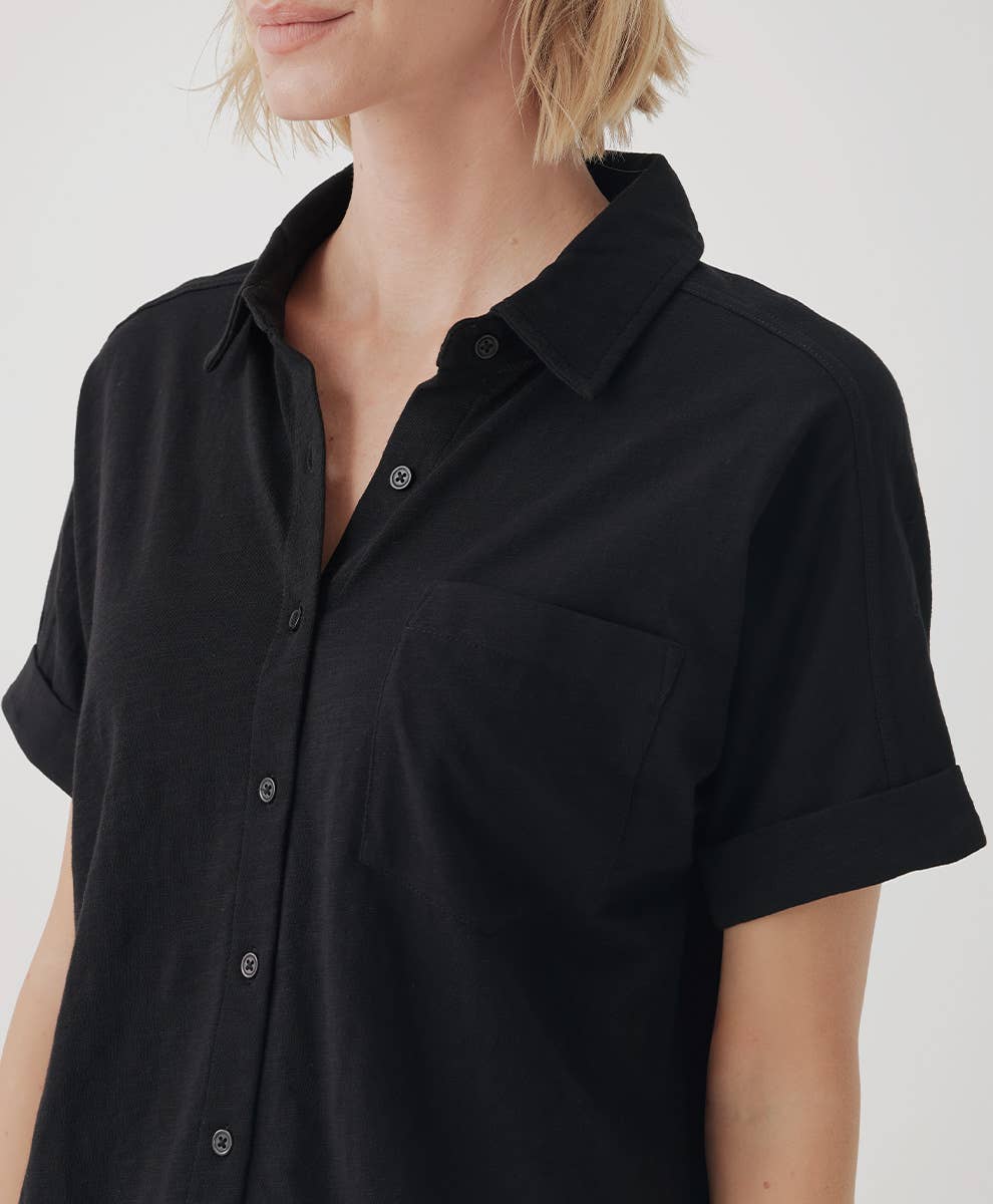 Slub Button Up Top: White / Small Pact - Women’s Relaxed