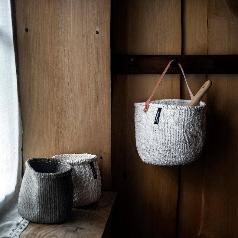 Small Mifuko - white kiondo basket with handle