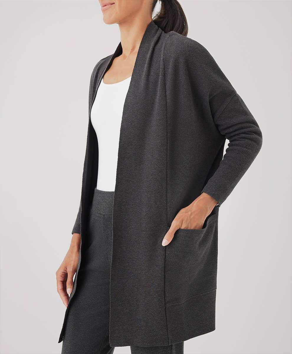 M Airplane Cardigan: Charcoal Heather/Large Pact - Women’s