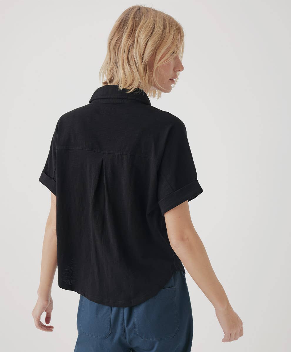 Slub Button Up Top: White / Small Pact - Women’s Relaxed