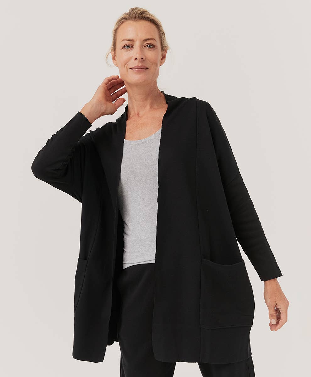 M Airplane Cardigan: Charcoal Heather/Large Pact - Women’s