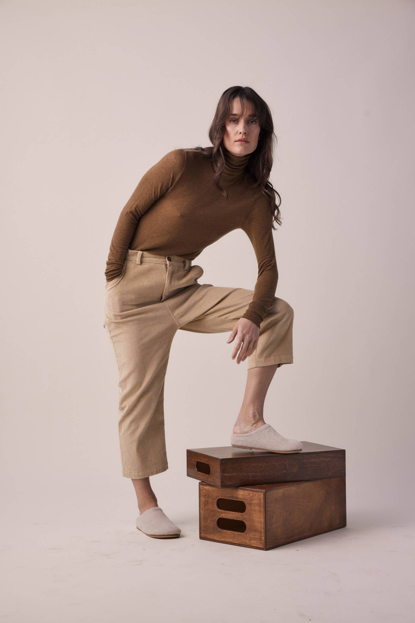 Mustard Wool Blend lightweight knit turtleneck