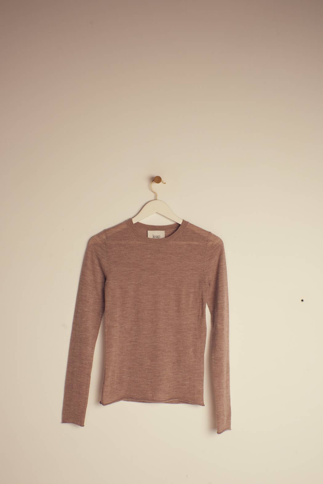 Rita Cashmere knitted crew neck pullover: Large / Brown Leap Concept -