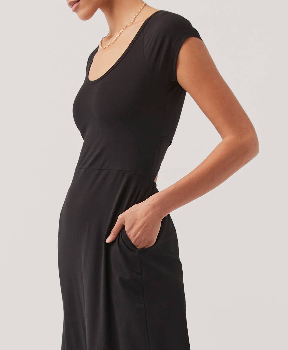 Pact - Women's Fit & Flare Crossback Maxi Dress: Black / Extra Small