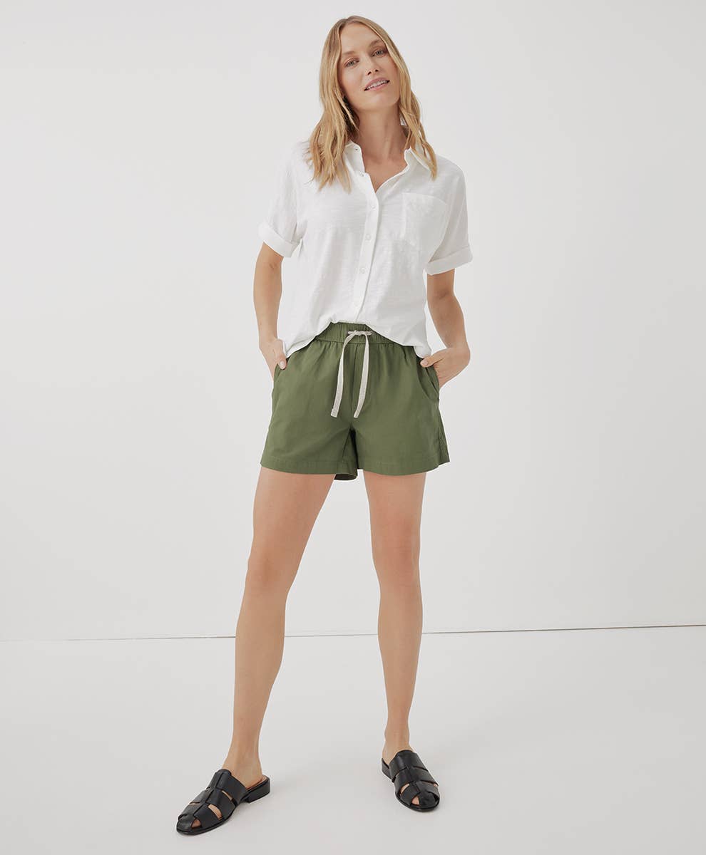 Slub Button Up Top: White / Small Pact - Women’s Relaxed